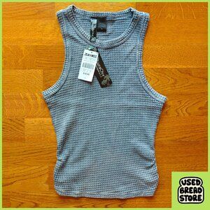 NWT Luna Chix Waffle Knit Tank Top M Gray Stretchy Streetwear Skater 100% Cotton